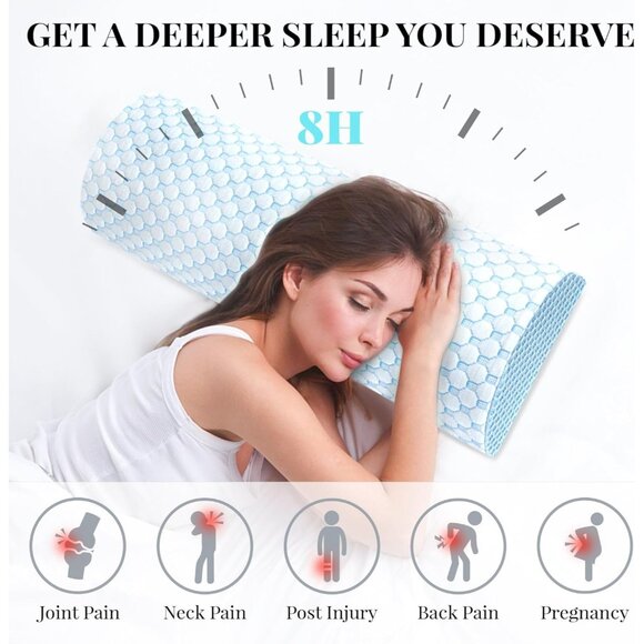 Side Sleepers Pillow Memory Foam Half Moon Bolster Neck Relief 23.6" x 8.7" x 5" - Picture 6 of 9